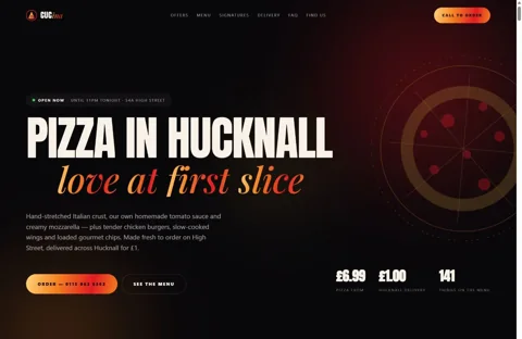 Cucina Hucknall food and takeaway website design concept